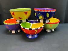 5 Pc Set ~ All You Can Handle ~ (4) Footed Ice Cream Bowls (1) Divided Toppings picture