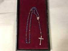 BEAUTIFUL Antique Blue Faceted Crystal Rosary   InvsT DrSk picture