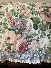 Waverly Cabbage Rose White Eyelet Ruffle Queen Flat Sheet 'Spring Fever' picture