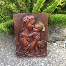 1940's Goldscheider Hand Polished Stoneware Madonna and Child Wall Plaque picture