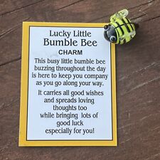 Ganz Lucky Little BUMBLEBEE Bee Charm Token w/Poem Card Mini Glass Figurine picture