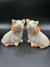 Vnt Pair Of Lefton Ceramic Pig Figurines With Orange Flowers And Original... picture