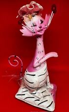Vintage Whimsical Fanciful Dressup Pink Cat Kitten Sitting on Pillow Figurine picture