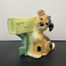 Vintage Royal Copley Ceramic Puppy Dog Green US Mail Mailbox Planter 8” Charity picture