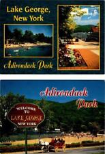 2~4X6 Postcards Lake George, NY New York ADIRONDACK PARK Swimming Beach~Carriage picture