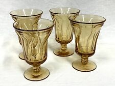 Vintage Fostoria Jamestown Amber Gold Ice Tea Goblets Glasses 6 1/8” Set Of 4 picture