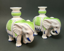 Fitz & Floyd Elephant Candle Holder Vintage VTG 1970s Ceramic Chinoiserie, Pair picture