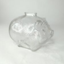 Vintage Anchor Hocking Glass Piggy Bank Pig Coin Clear Textured Large 5