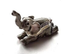 Enchanted Elephant Pewter Bejeweled Hinged Miniature Trinket Box Kingspoint picture