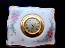 Lenox Porcelain Clock Vanity Bedside Desk Petite Rose picture