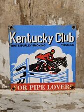 VINTAGE KENTUCKY CLUB PORCELAIN SIGN PIPE LOVER TOBACCO SMOKE HORSE JOCKEY CIGAR picture