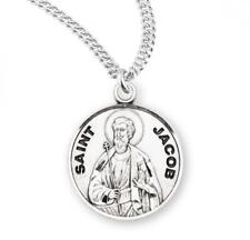 Patron Saint Jacob Round Sterling Silver Medal Size 0.9in x 0.7in picture