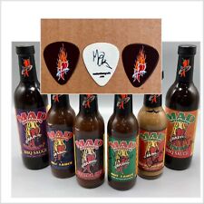 (6) Signed Mad Anthony Hot & BBQ Sauce Set Michael Anthony Van Halen + 3 PICKS picture