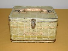 VINTAGE DEBUTANTE METAL BUTTERFLY TIN  LUNCHBOX PAIL  picture