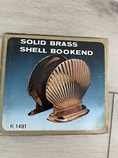 NOS Vintage Solid Brass SHELL Bookends Large NEW in BOX picture