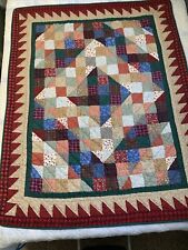 Vintage Wall/Lap Quilt 46x58 Hand Quilted At Home America Xmas Cabin picture