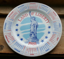 1981 Calendar Plate Spencer Gift Patriotic Red White Blue Statue Of Liberty SO34 picture