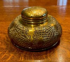 ANTIQUE TIFFANY STUDIOS PINE NEEDLE “SQUAT”INKWELL:PERFECT CARAMEL FAVRILE GLASS picture
