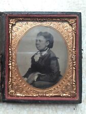 1800s Beautiful African American Woman Tintype Photograph FANCY DRESS Woman CASE picture