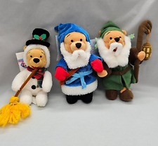 Disney Store Mixed Lot Winnie The Pooh Plush 2 International Santa 1 Snowman picture