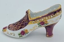 KPM Hand Painted Porcelain Shoe Heel Victorian Glass Slipper Figurine 6
