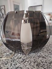 ✨Mid-Century Modern Smoked Lucite Panel Chrome Globe Swag Light  picture