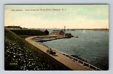 Newport RI-Rhode Island, Fort Adams, View along Shore Drive Vintage Postcard picture