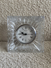 Vintage Waterford Crystal Glass Table Desk Clock Square HEAVY picture