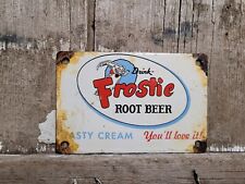 VINTAGE FROSTIE ROOT BEER PORCELAIN SIGN DOOR PUSH COLA SODA BEVERAGE POP DRINK picture
