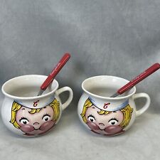 Set of 2 Vintage 1998 Campbell Soup Mugs Blonde Kid by Houston Harvest Spoons picture