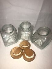 3 Vtg General Store Dime Store Glass Lid Tilted Slant Cookie Candy Jar Canister picture