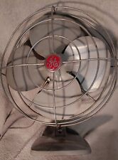 Vintage General Electric Circa 1950's Gray Oscillating Fan F11S106 Single Speed picture