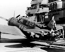Curtiss SB2C-3 Helldiver Crash Landing USS Hornet 8x10 WWII Photo 670b picture