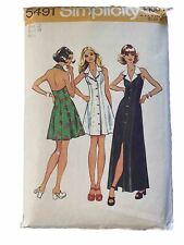 Vtg 70's Simplicity 5491 Mini Maxi HALTER DRESS 12 b34 Sewing Pattern COMPLETE picture