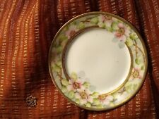 Porcelain antique Nippon moriage cake plate dish pink roses cherry blossoms gold picture
