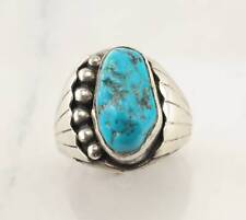 Native American Silver Ring Turquoise Sterling Size 12 1/4 picture