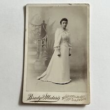 Antique Cabinet Card Photograph Beautiful Young Woman Long Dress Monticello IL picture