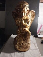 Vintage Gold Finish Cherub Angel Figurine Kneeling Praying 14 in. picture