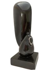 1980s Art Deco Revival Abstract Hand-carved Black Modernist Sculpture 12 ‘ Hight picture
