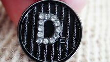 One Christian DIOR black / silver/ Crystal's size 1 inch metal 25 mm  picture