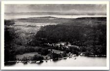 Hiram Blake's Camp on Penobscot Bay Maine ME Forest Trees Ocean View Postcard picture