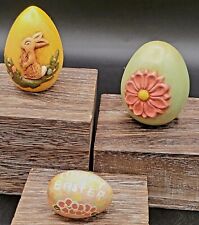 (3) Vnt Hand-painted And Signed Decorative Ceramic Easter Eggs picture