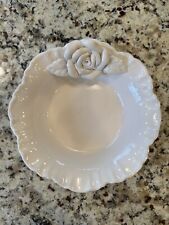 Super Rare Vintage World Bazaars Inc Luxury Ceramic Rose Scalloped Serving Bowl picture