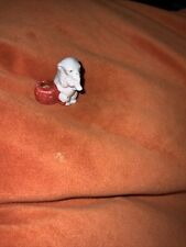 Vintage bisque tiny elephant figure with basket. Japan picture