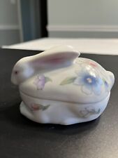 Heritage Grandmother's Treasures Rabbit Ceramic Music Trinket Box Floral/Flowers picture