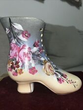 Porcelain Boot handpainted flowers and gold tone trim picture