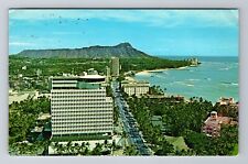 Waikiki HI-Hawaii, Aerial Of Town Area, Antique, Vintage c1969 Souvenir Postcard picture
