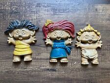 Troll Doll Family 1970's Wall Art Mom Dad & Baby Cast Aluminum Metal Wall Art picture