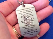 Rare Archangel St MICHAEL Defender Prayer NECKLACE Stainless Dog Tag Saint Medal picture