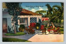 Miami FL-Florida, Lanai Private Estate on Miami Beach, c1940 Vintage Postcard picture